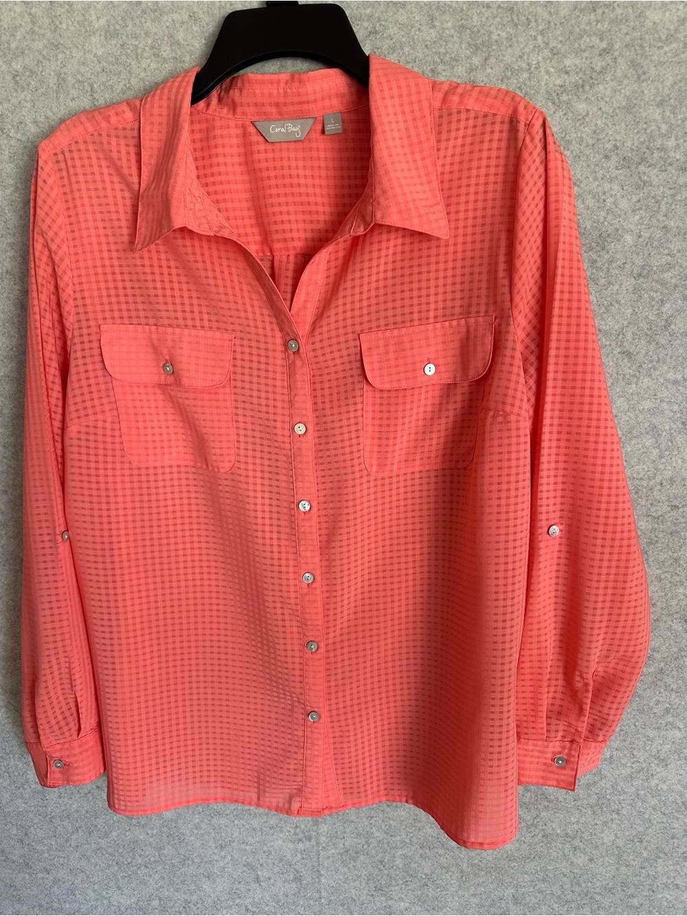 Coral Bay Coral Lightweight Button Down Shirt